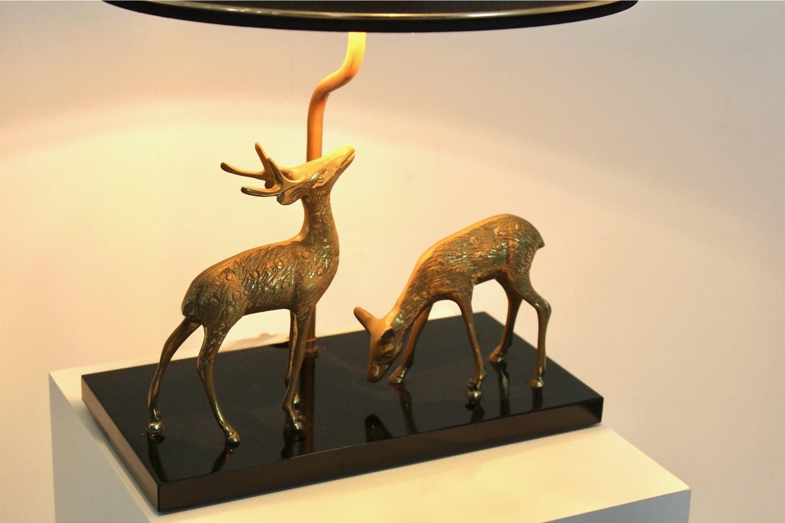 Deknudt Deer sculpture Table Lamp in Brass, Belgium, 1970s For Sale 4