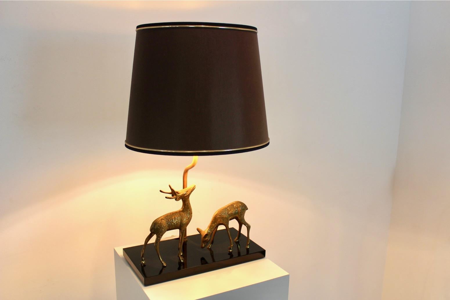 Deknudt Deer sculpture Table Lamp in Brass, Belgium, 1970s For Sale 5
