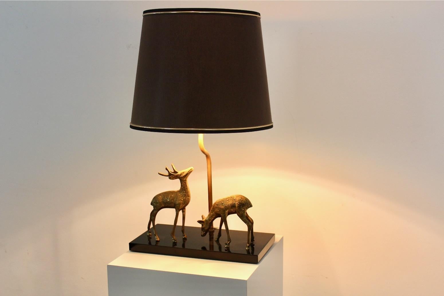 Deknudt Deer sculpture Table Lamp in Brass, Belgium, 1970s For Sale 6