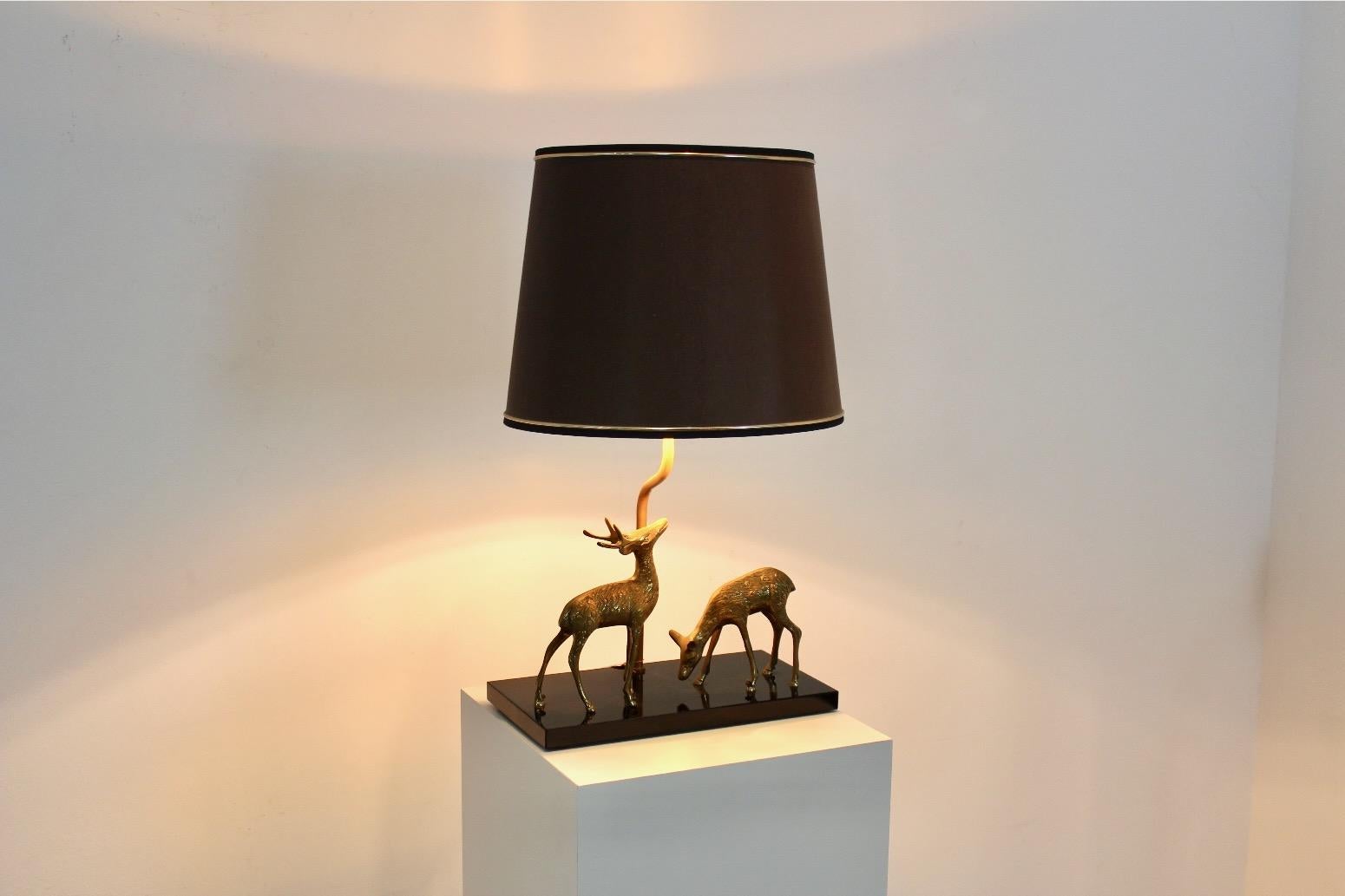 Deknudt Deer sculpture Table Lamp in Brass, Belgium, 1970s For Sale 7