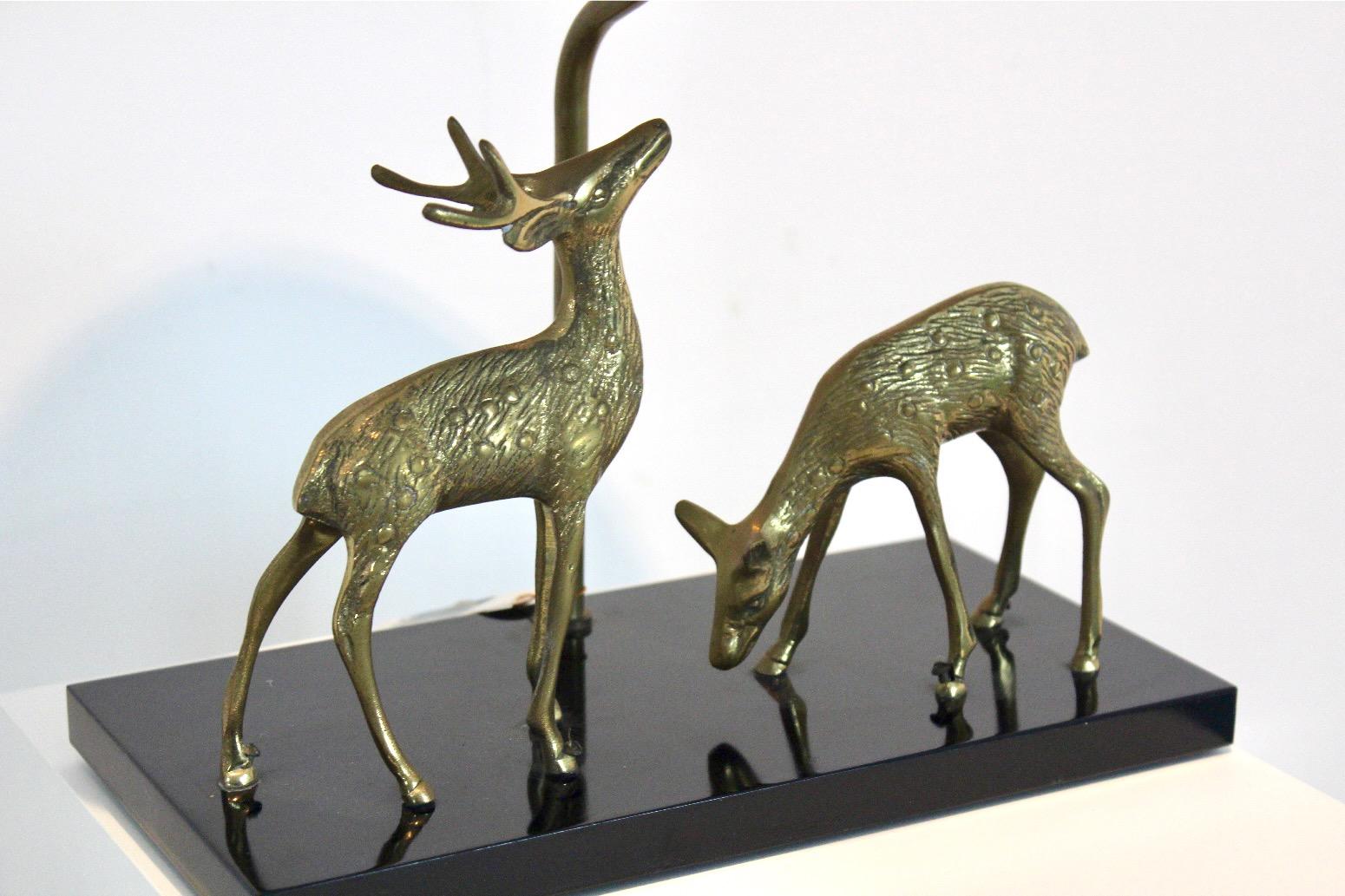 Deknudt Deer sculpture Table Lamp in Brass, Belgium, 1970s For Sale 1