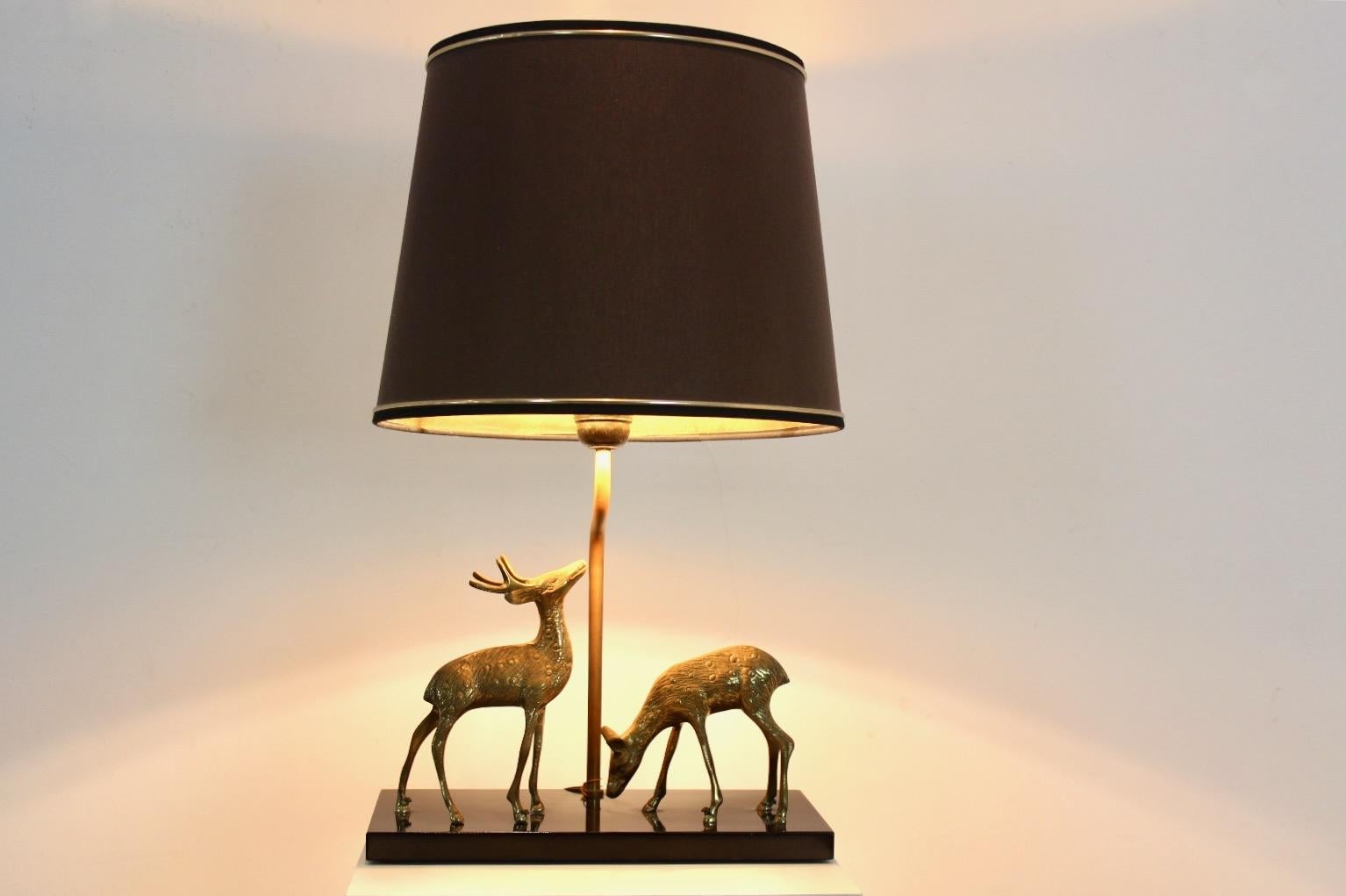 Deknudt Deer sculpture Table Lamp in Brass, Belgium, 1970s For Sale 2