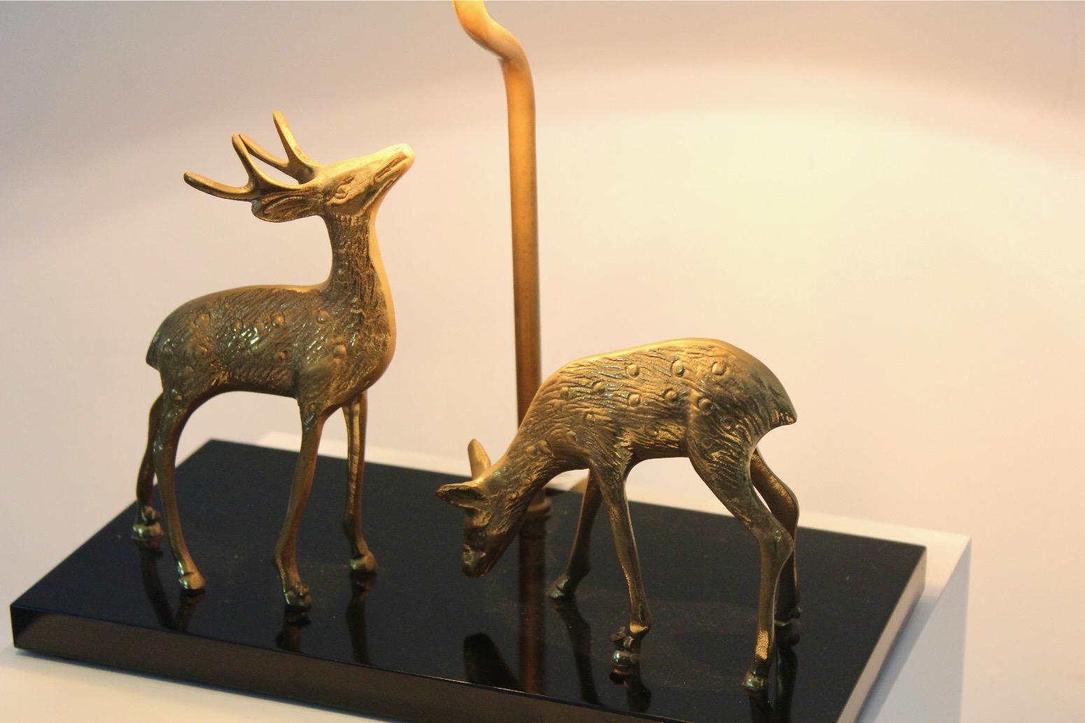 Deknudt Deer sculpture Table Lamp in Brass, Belgium, 1970s For Sale 3