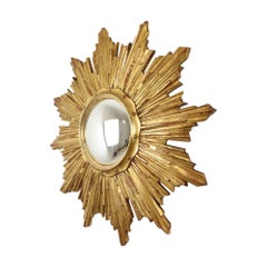 Deknudt Gold Leaf Gilded Wooden Sun Mirror Sunburst Convex 65cm