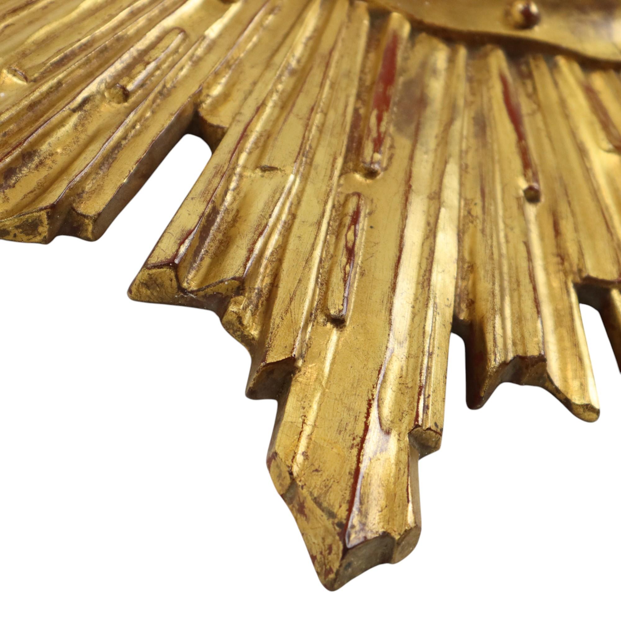 Deknudt Espejo de madera dorada convexo 65cm Dorado