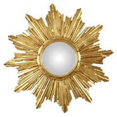 Deknudt Gold Leaf Gilded Wooden Sun Mirror Sunburst Convex 65cm