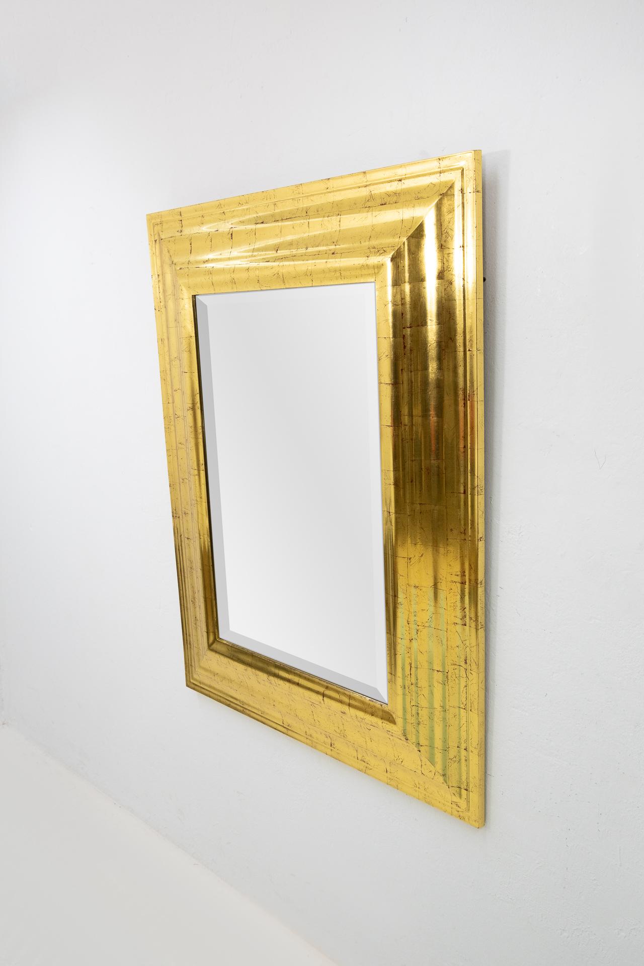 Belgian Deknudt Gold Wall Mirror, Regency, 1970s For Sale