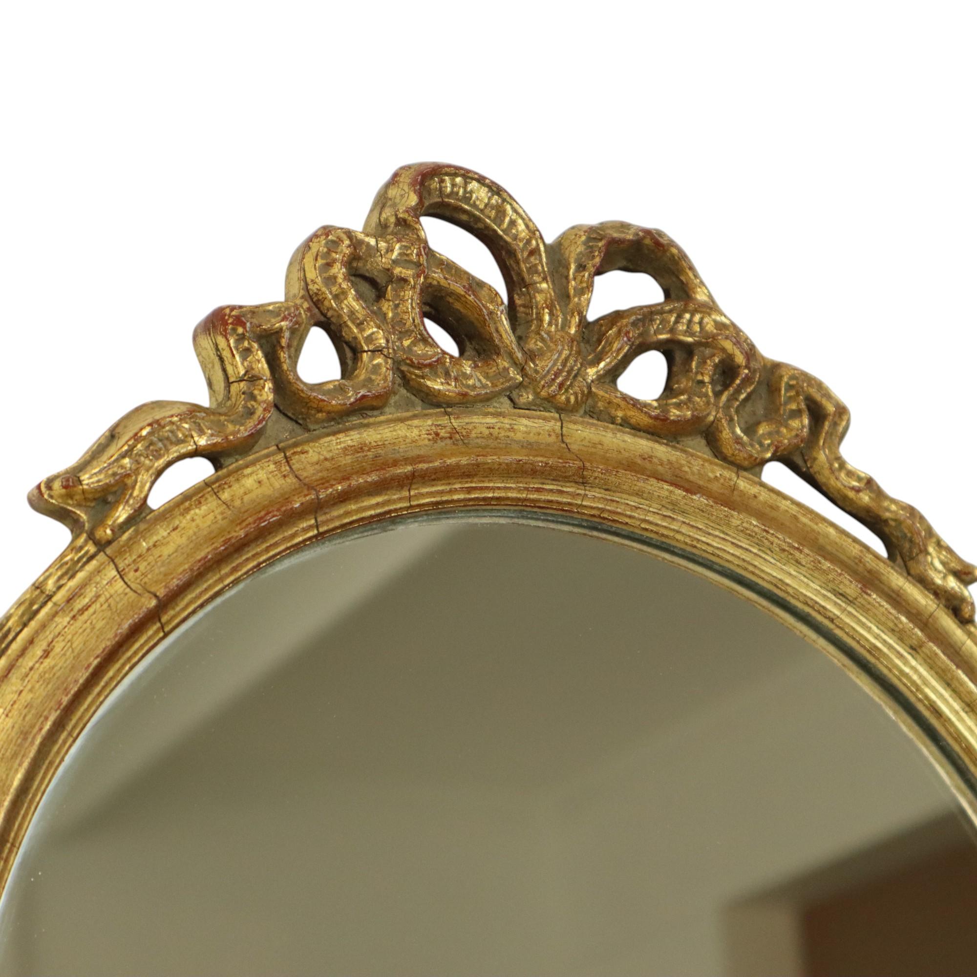 Deknudt Mirror with Bow Gold Leaf Gilded Wood Classic 69cm For Sale 6