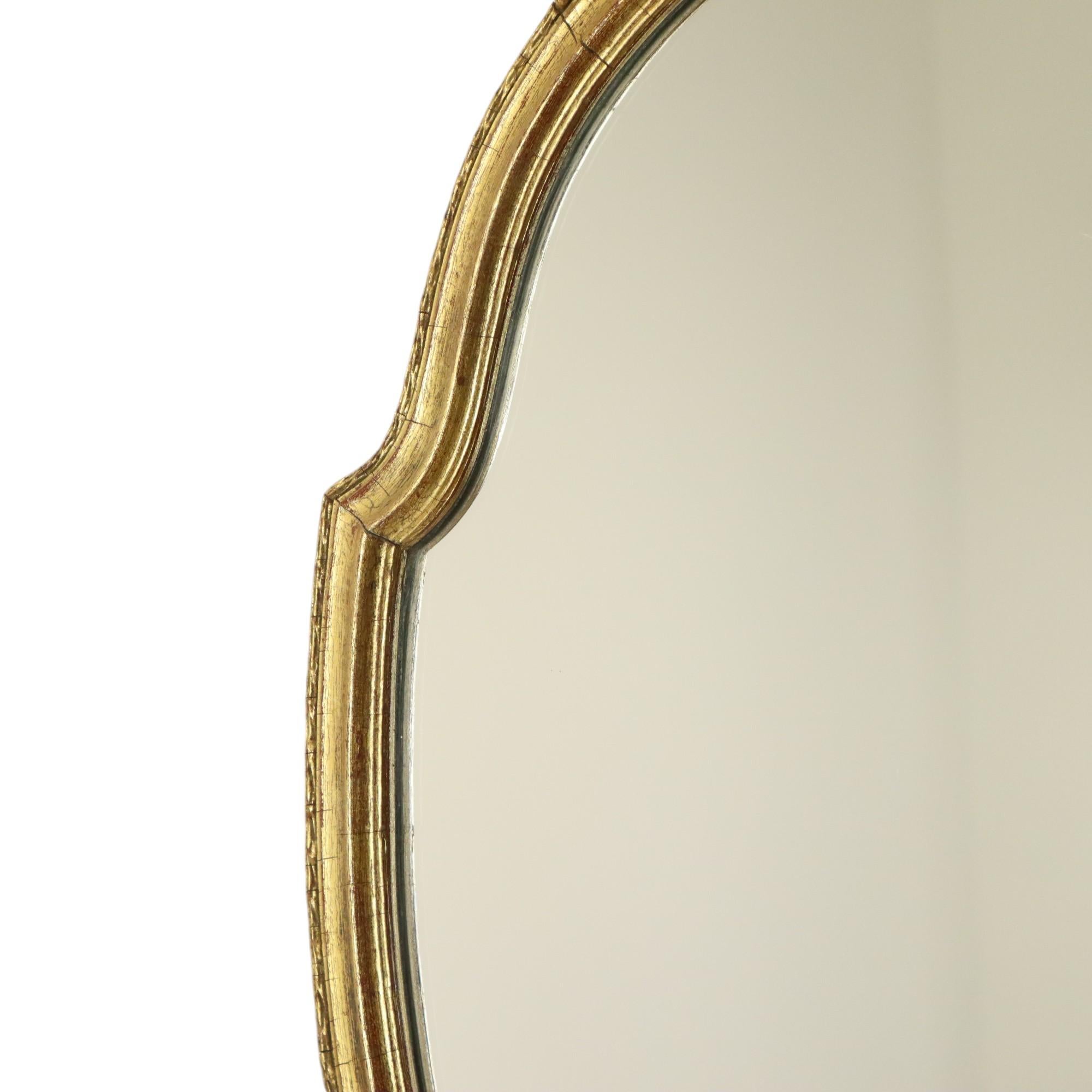 Belgian Deknudt Mirror with Bow Gold Leaf Gilded Wood Classic 69cm For Sale