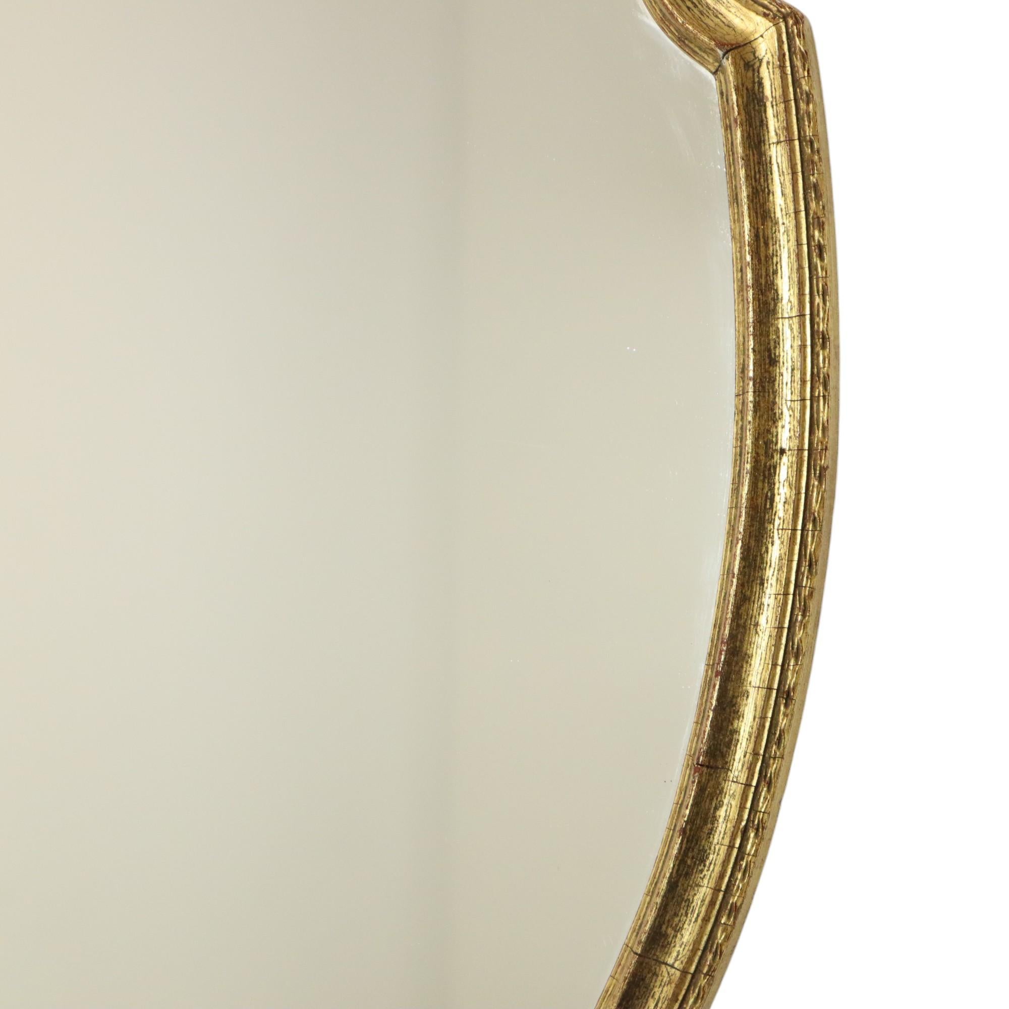 Deknudt Mirror with Bow Gold Leaf Gilded Wood Classic 69cm In Good Condition For Sale In Poperinge, BE