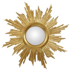 Espejo Deknudt Sunburst Madera Dorada Años Sesenta 69cm