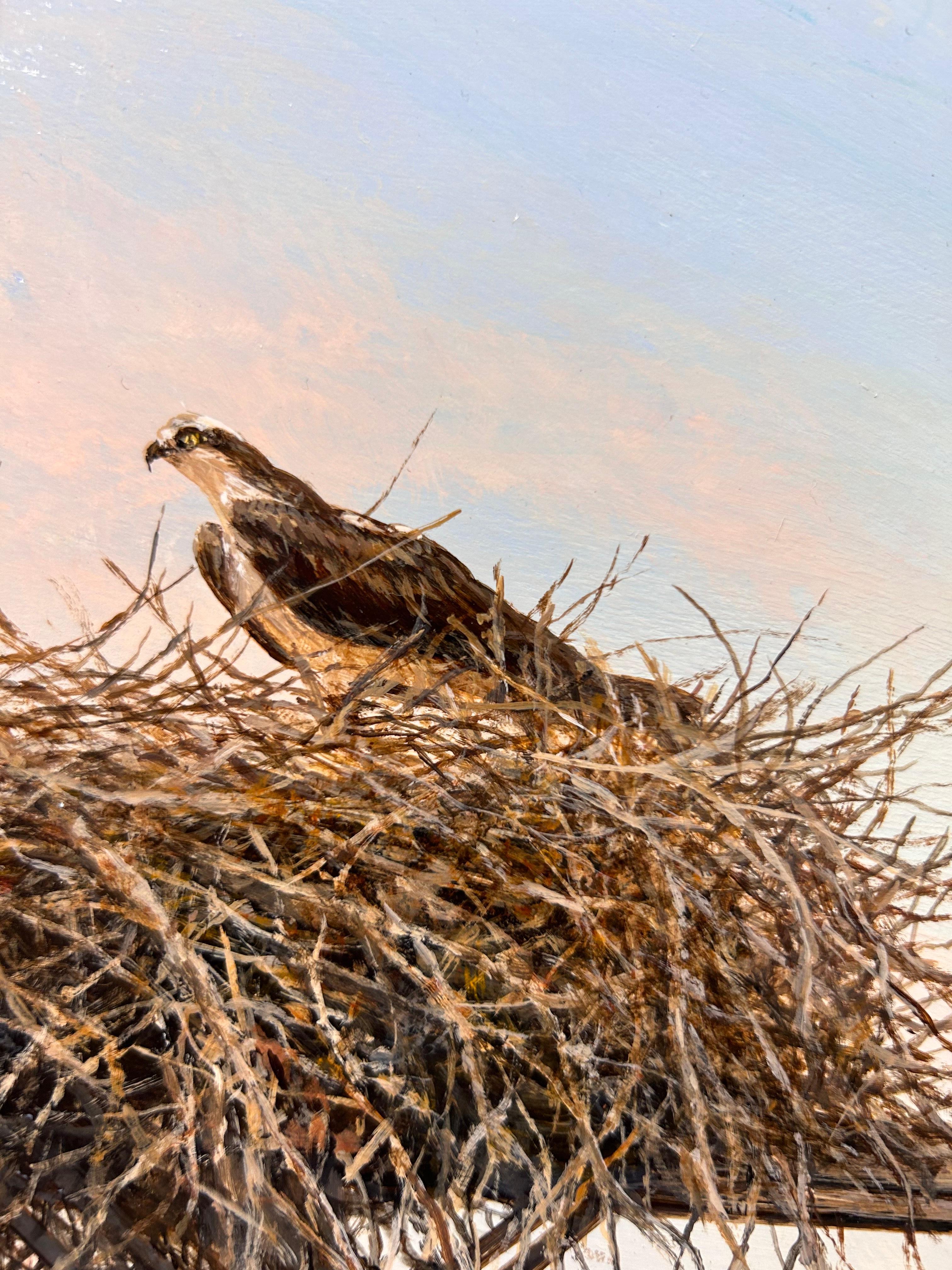 Bach, „Eine kleine Hilfe von meinen Freunden“, realistische Osprey-Landschaft mit Vogelaufsatz  im Angebot 2