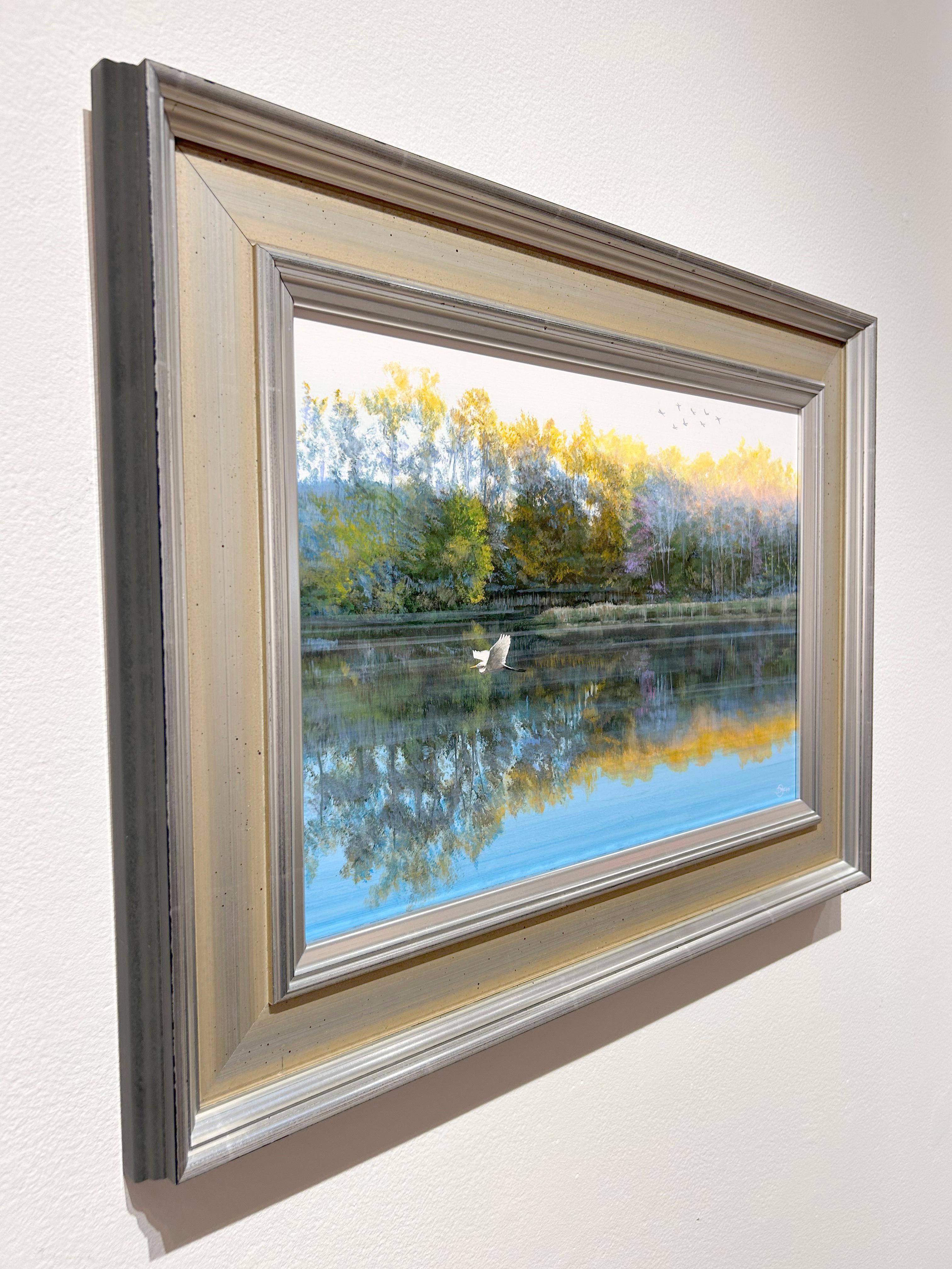 Del Bourree Bach, « Passages d'automne », paysage de rivière d'oiseaux égretées  en vente 2