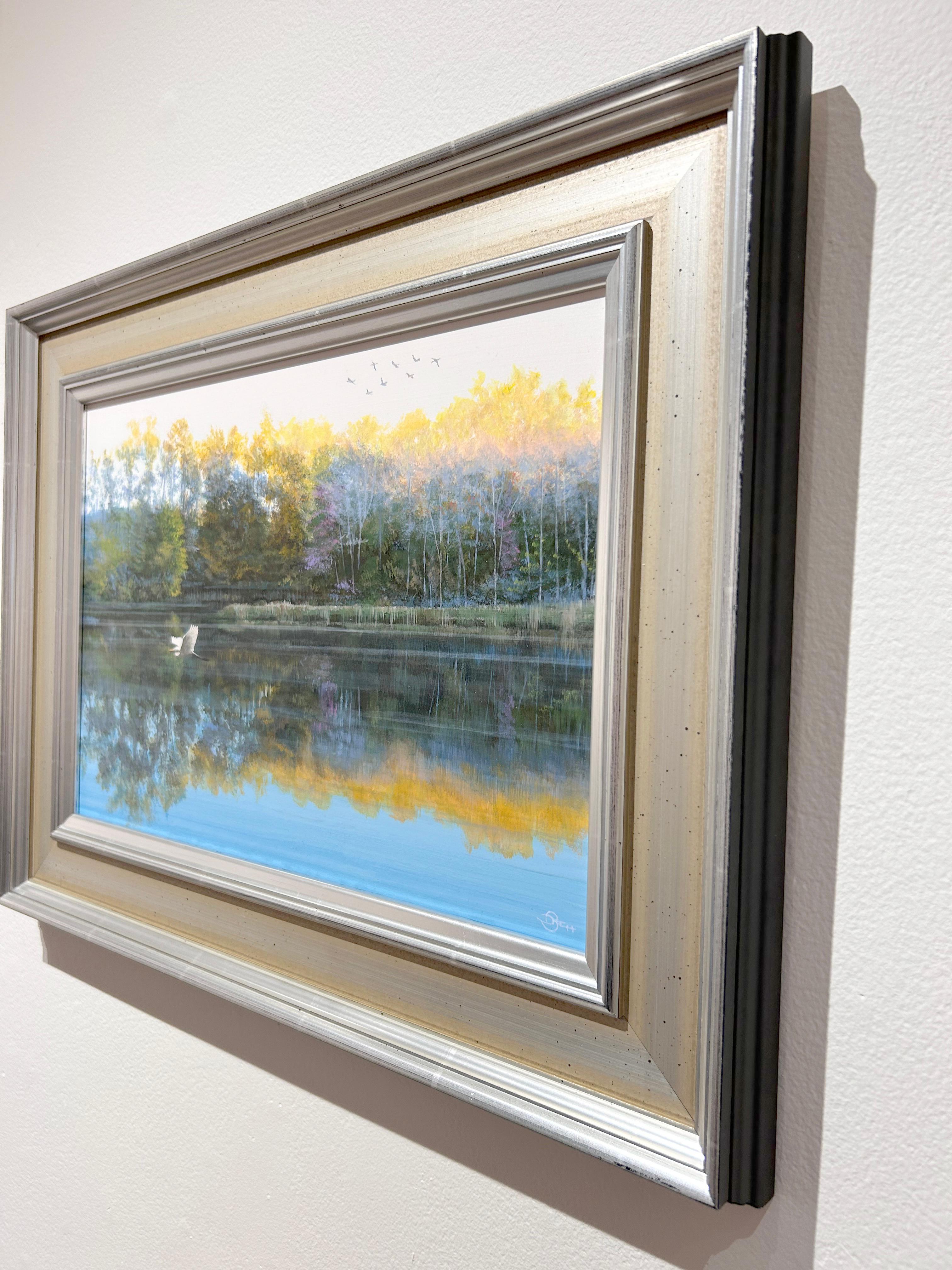 Del Bourree Bach, « Passages d'automne », paysage de rivière d'oiseaux égretées  en vente 3