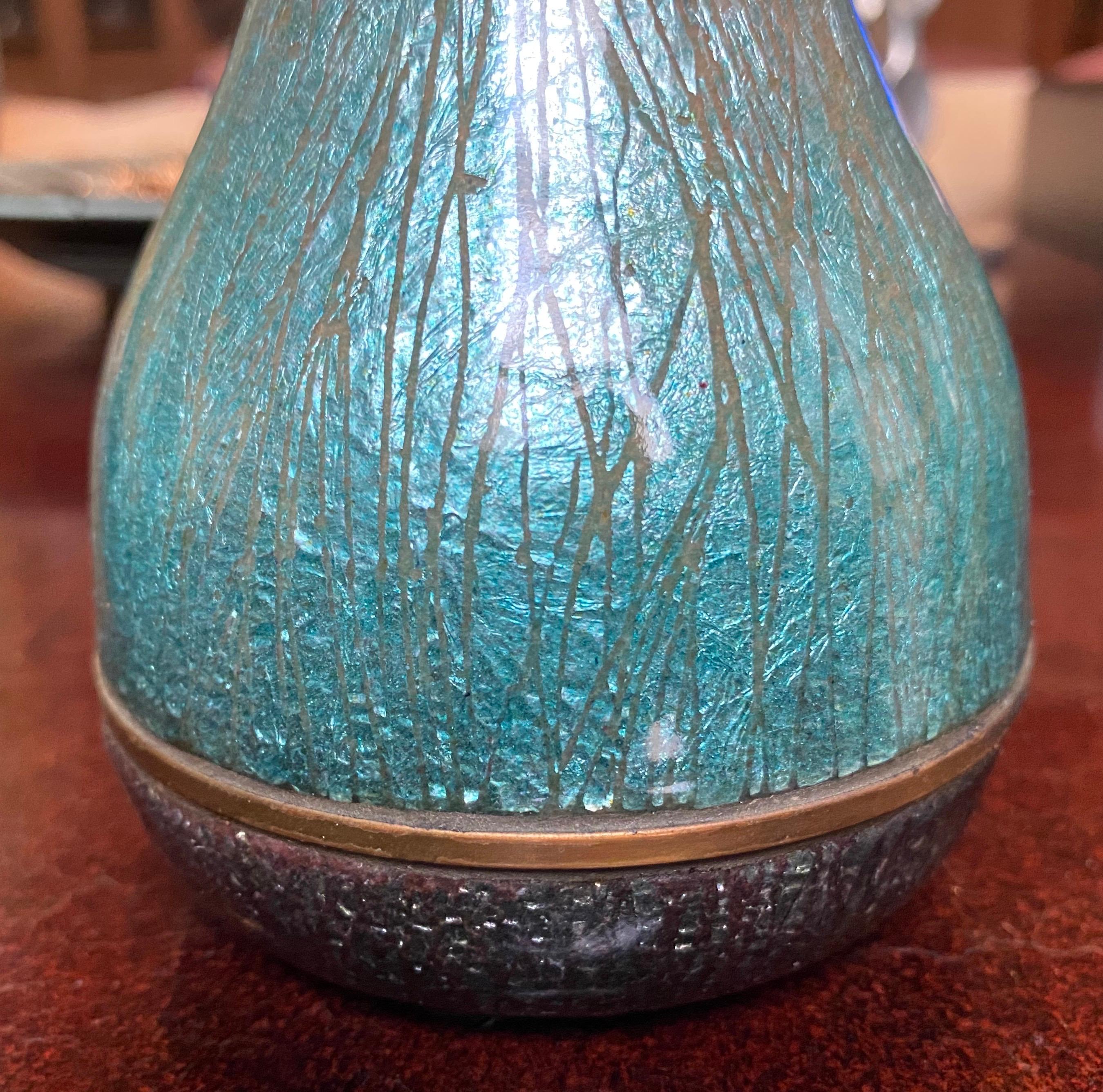 Del Campo 1960s Italian Enamel Vase Rare In Good Condition For Sale In New York, NY