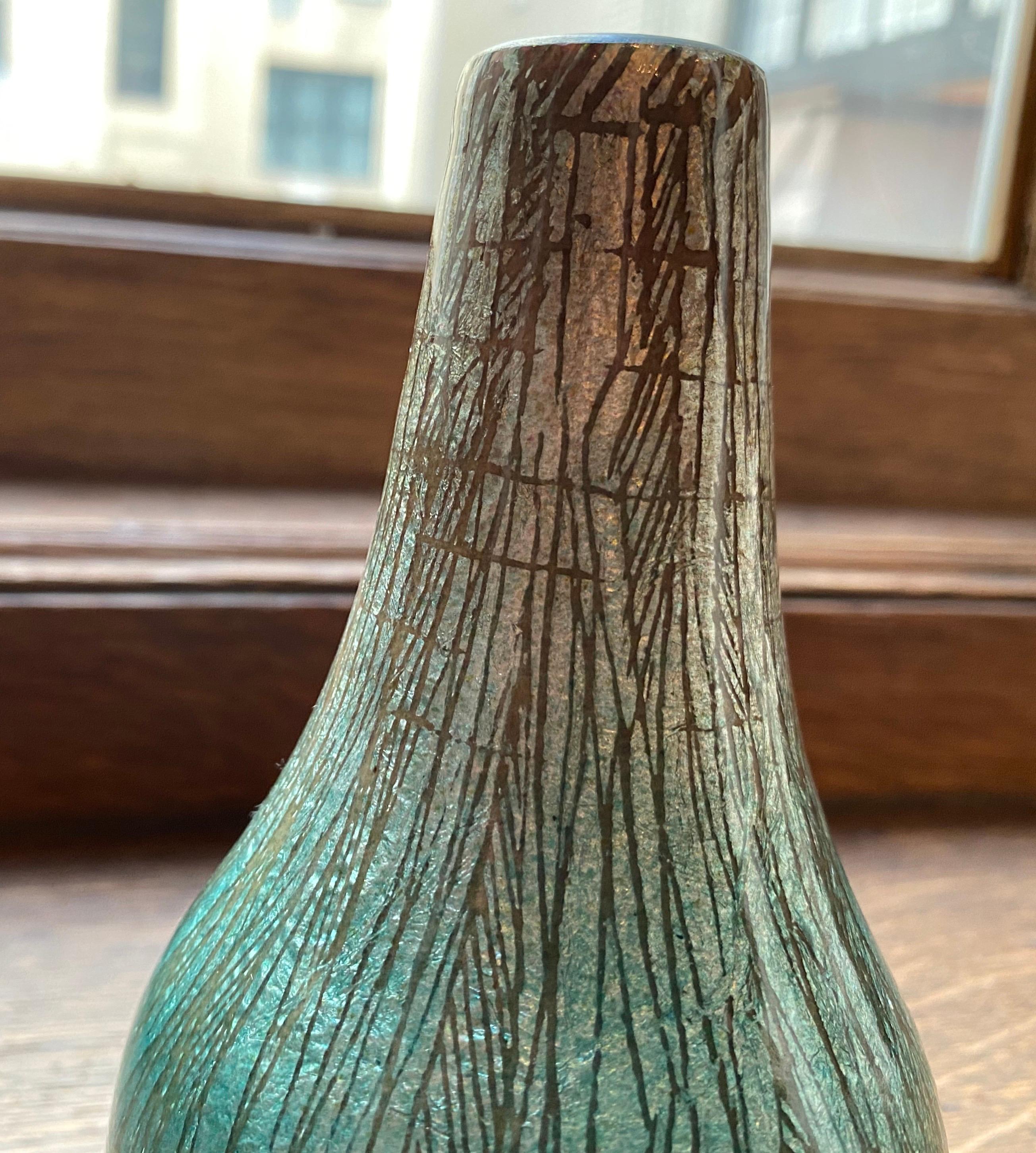 Del Campo 1960s Italian Enamel Vase Rare For Sale 1