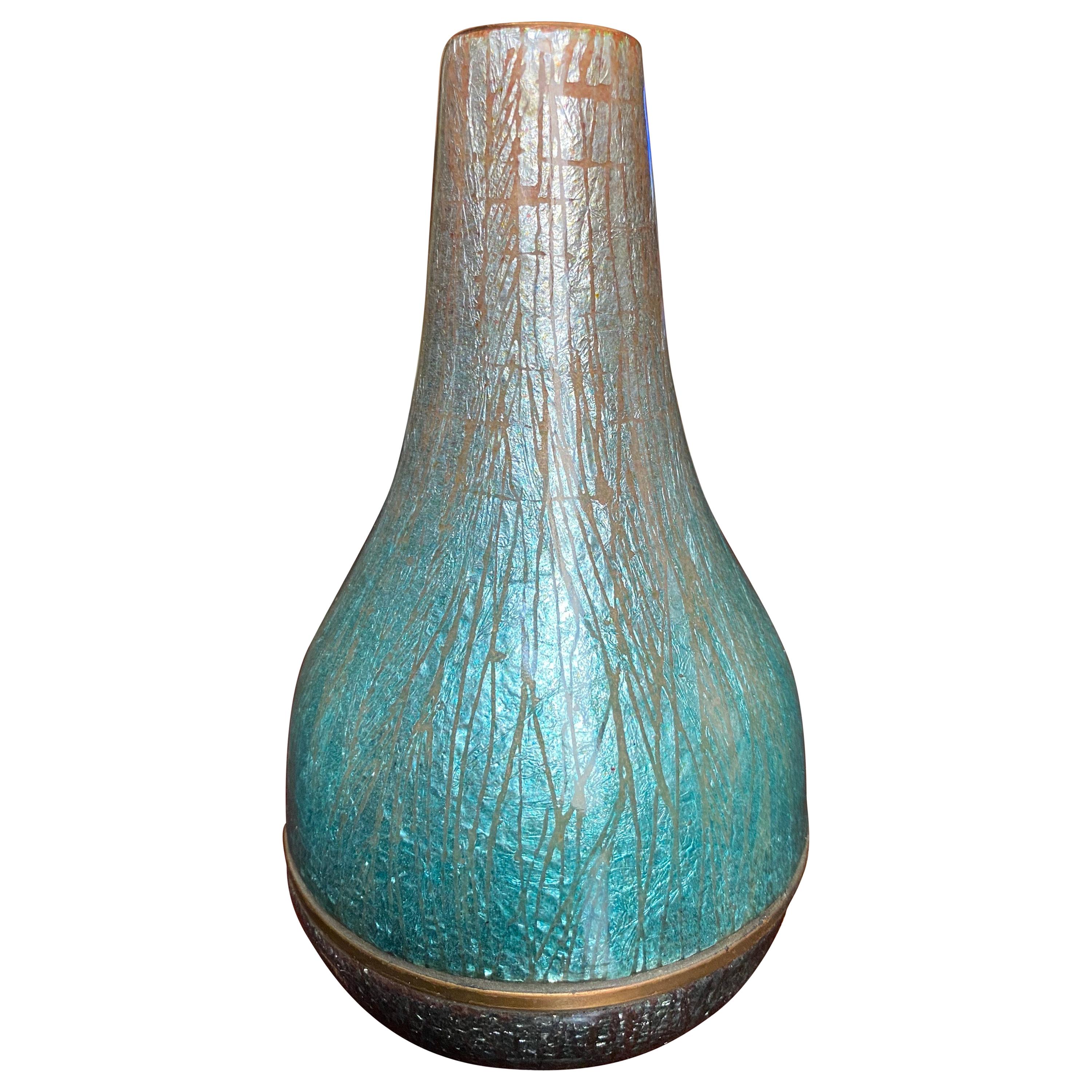 Del Campo 1960s Italian Enamel Vase Rare