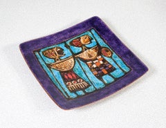 ‘DEL CAMPO Italy’ Pocket-Emptier Plate in Enameled Copper, Italy, 1950s