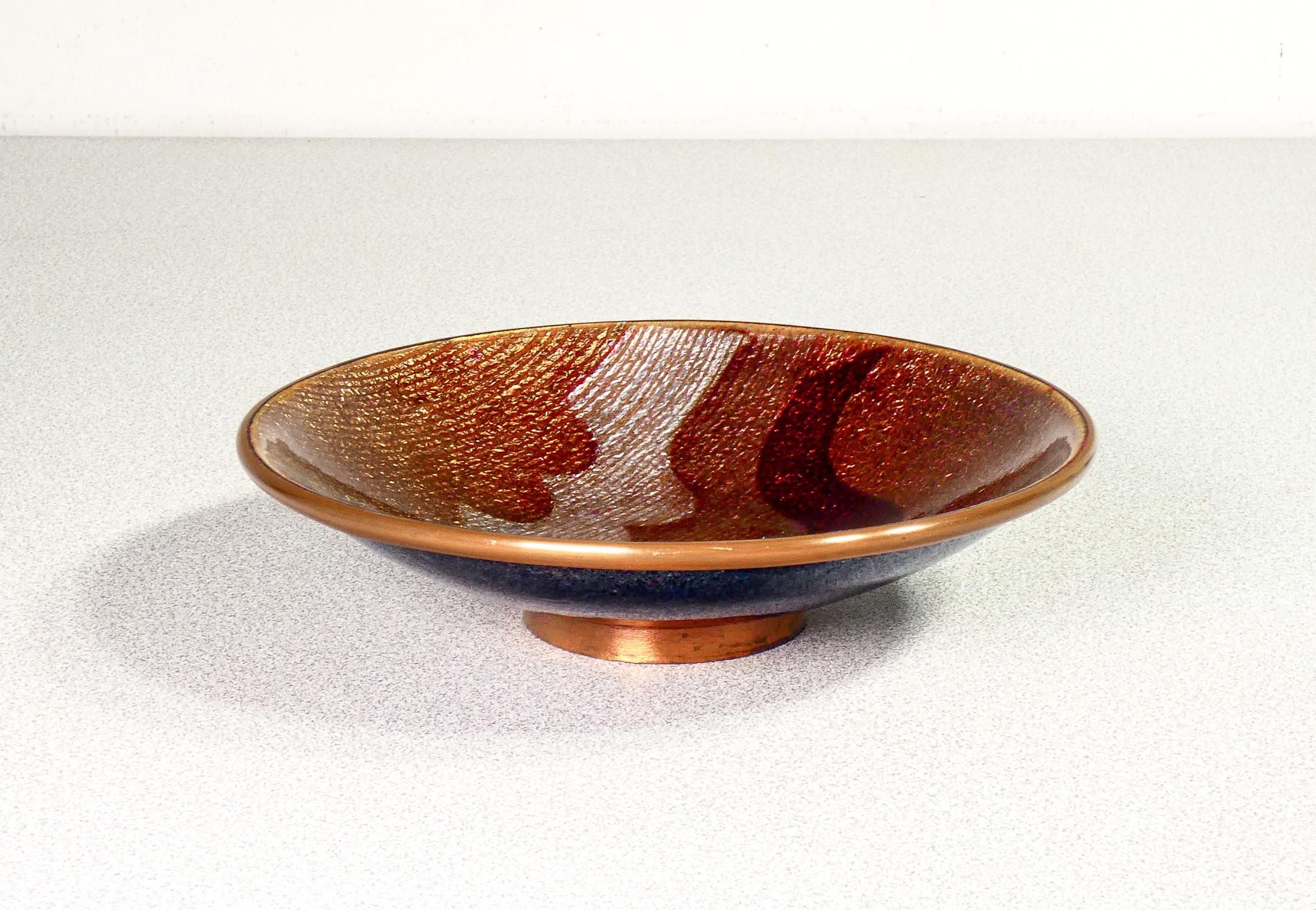 ‘Del Campo’ Pocket-Emptier Plate in Enameled Copper, Italy, 1950s In Good Condition In Torino, IT