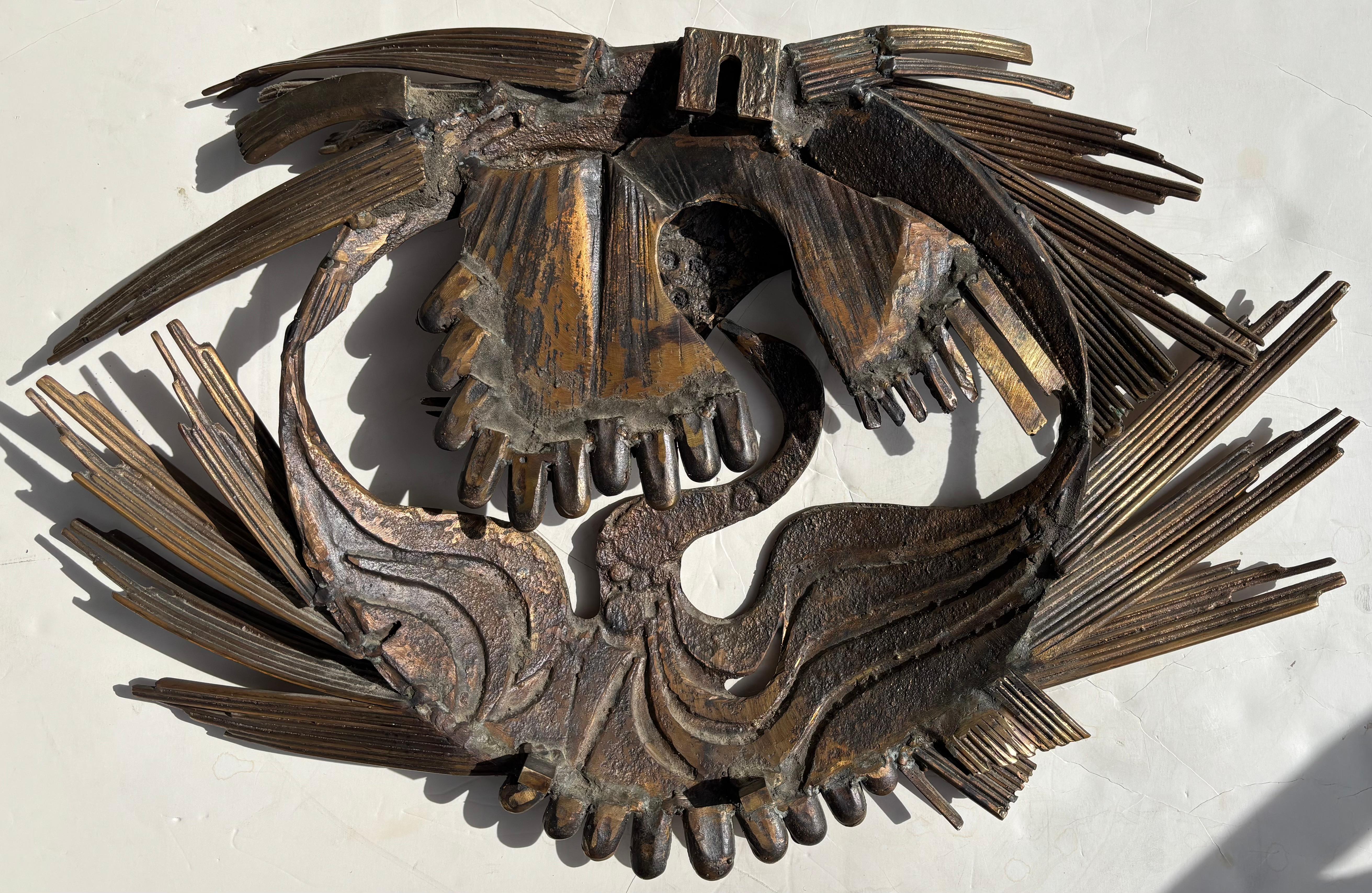 Del Campo Studio brutalistische abstrakte Bronze-Emaille von Euclide Chiambretti, signiert im Zustand „Gut“ im Angebot in Los Angeles, CA