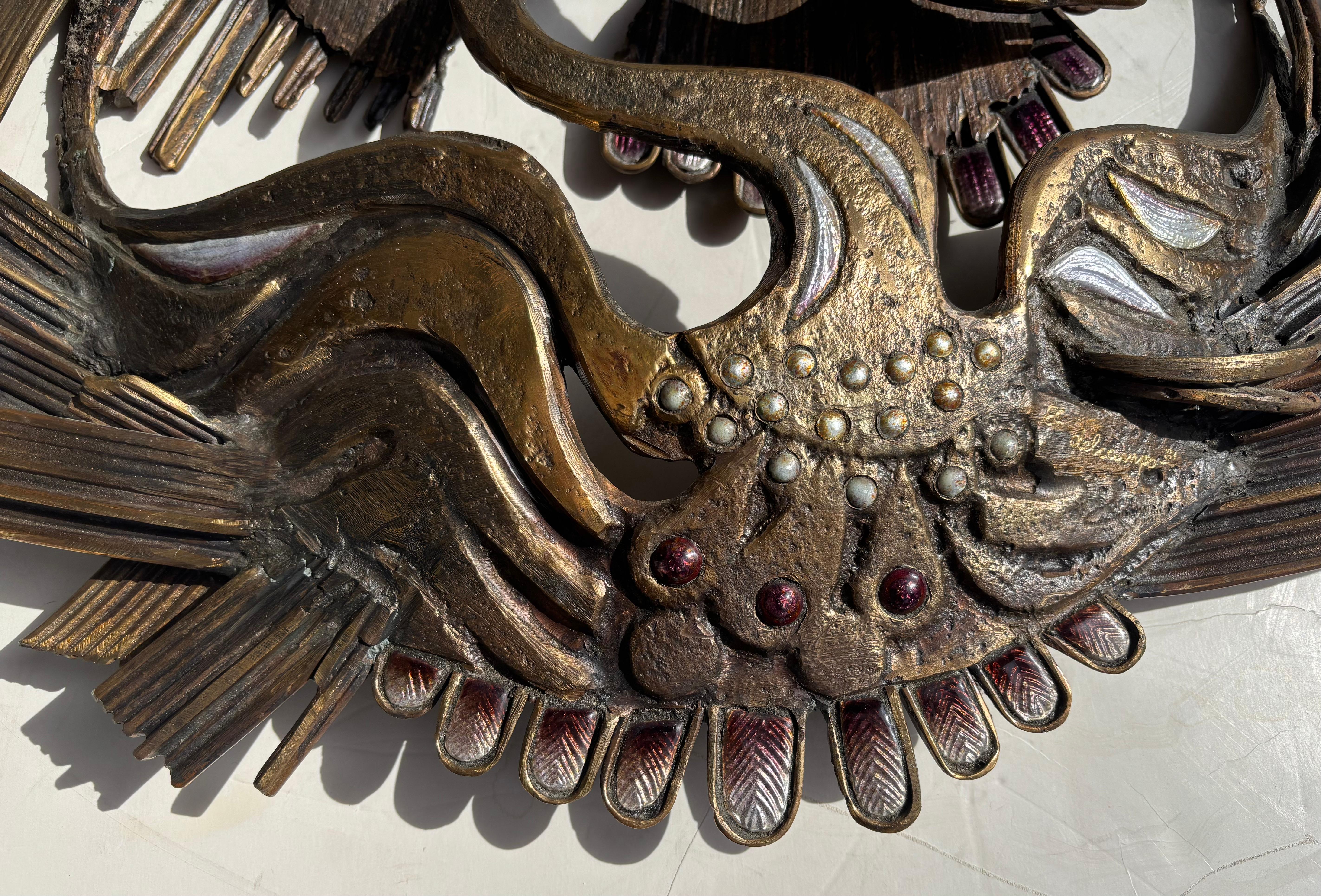 Del Campo Studio brutalistische abstrakte Bronze-Emaille von Euclide Chiambretti, signiert (20. Jahrhundert) im Angebot