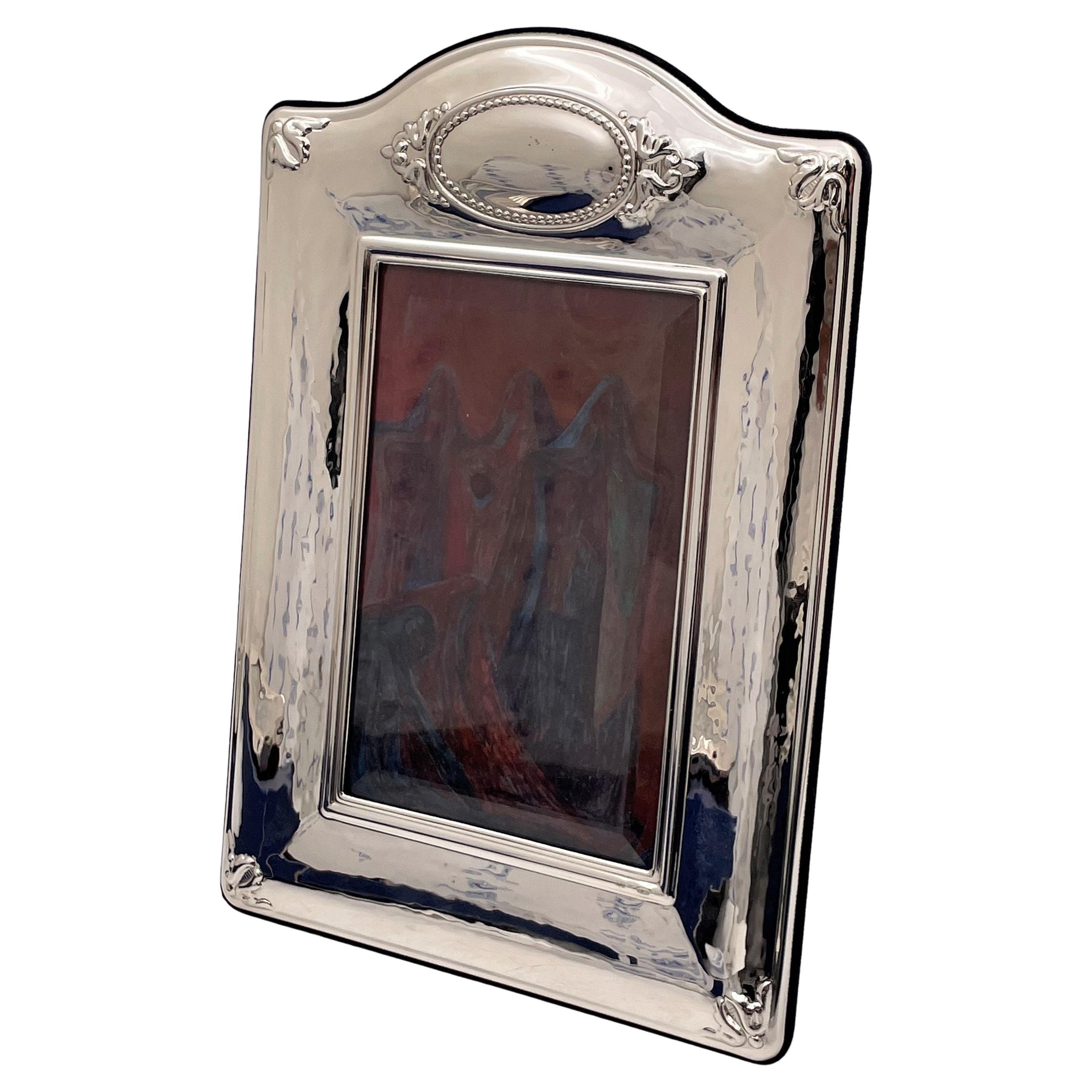 Del Conte Italian Sterling Silver Picture Frame with Cartouche Motif For Sale