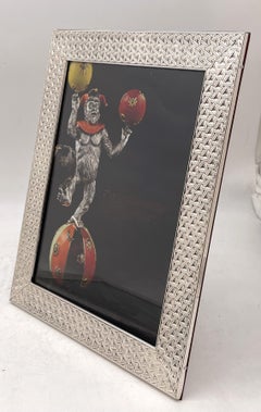 Del Conte Pair of Sterling Silver Triangular Weave Style Picture Frames with Woo