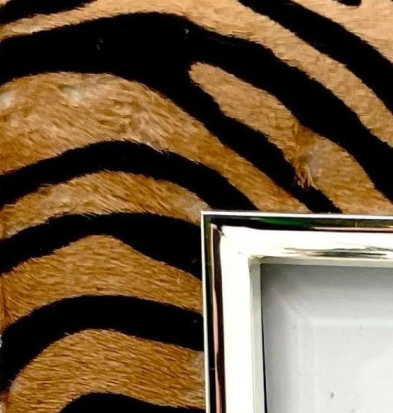 Mid-Century Modern Del Conte Tan Zebra-Striped Frame Sterling Silver For Sale