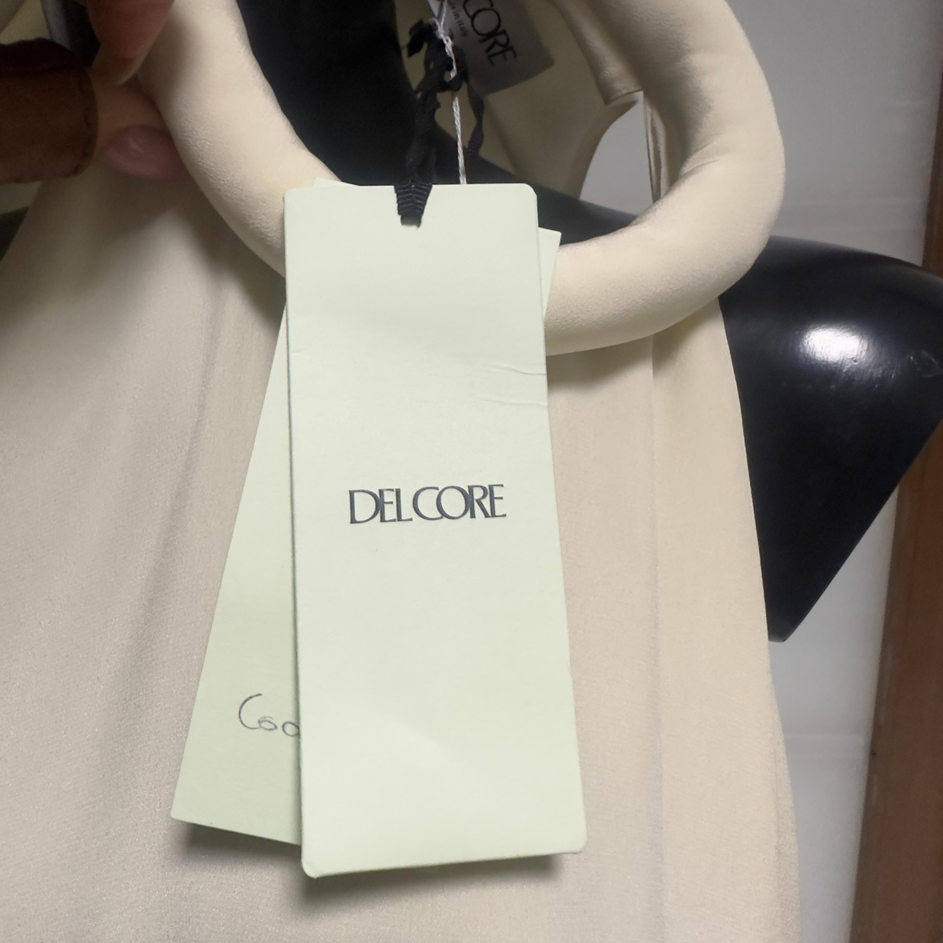 Del Core Asymmetric Silk High-Neck Top with Cascading Ruffle - Made in Italy For Sale 7