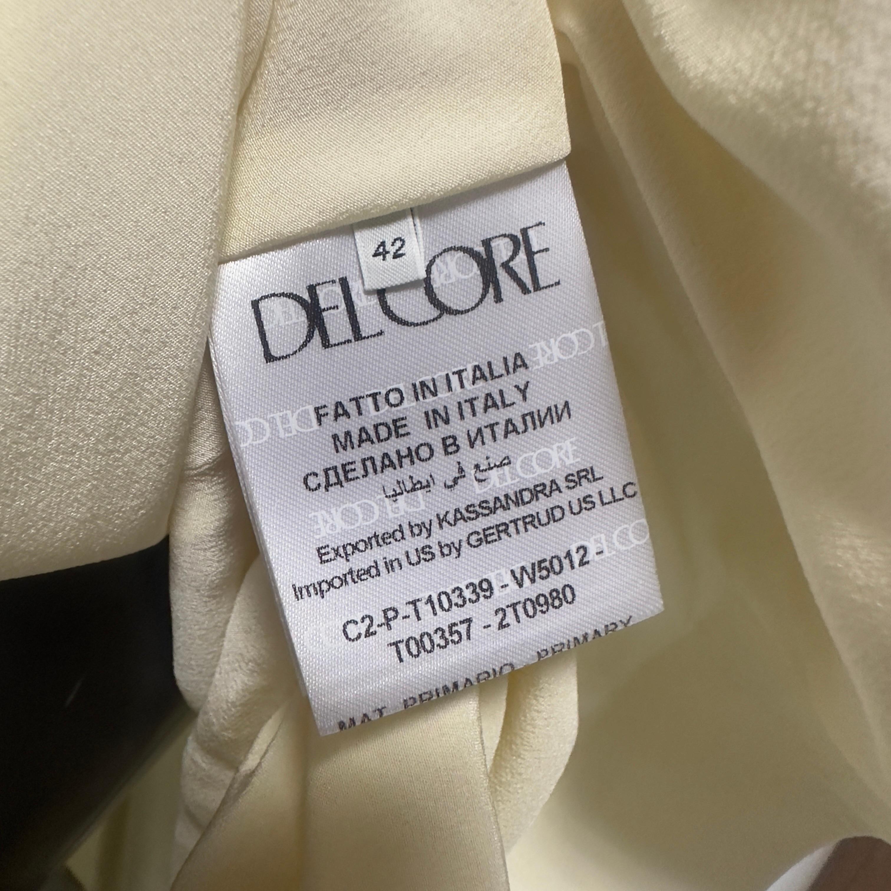 Del Core Asymmetric Silk High-Neck Top with Cascading Ruffle - Made in Italy For Sale 3