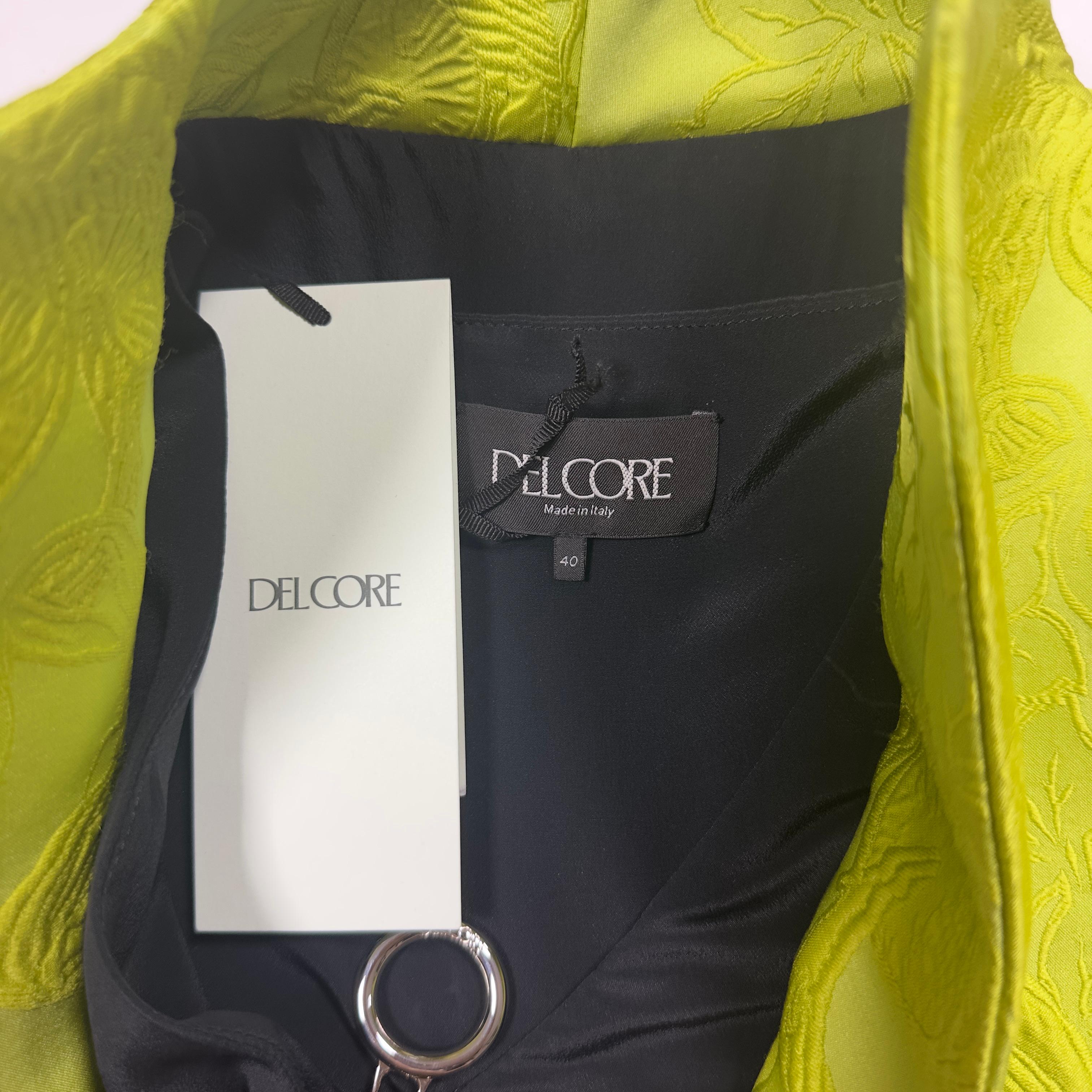 Women's or Men's Del Core lime brocade couture jacket with zipper front -  FW 2021 - For Sale