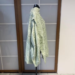 Del Core Mint Green Jacquard Brocade Top with Balloon Sleeves - Made in Italy