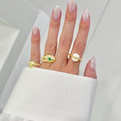 Del Mar Crab Claw Ring with Green Tourmaline and Diamonds
