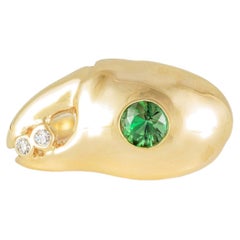 Del Mar Crab Claw Ring with Green Tourmaline and Diamonds