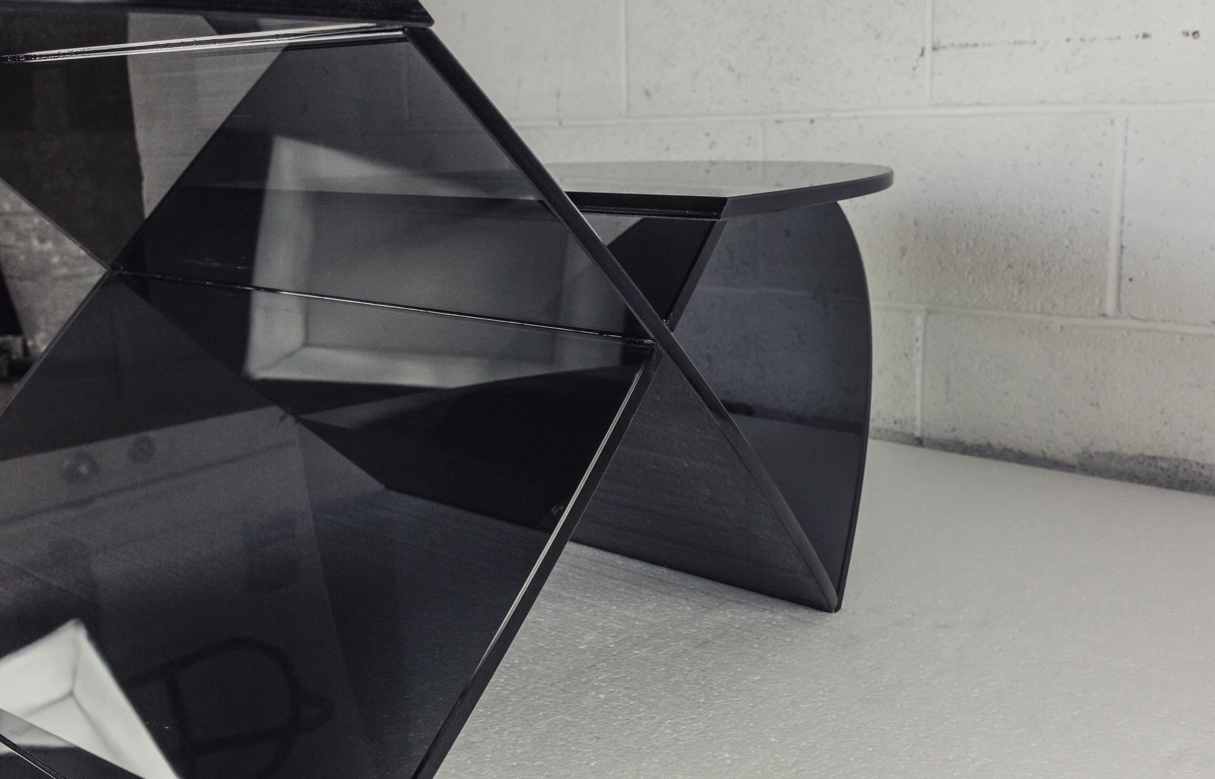 Del Mar Side or End Table in Smoked Grey Glass by Mtharu For Sale 3
