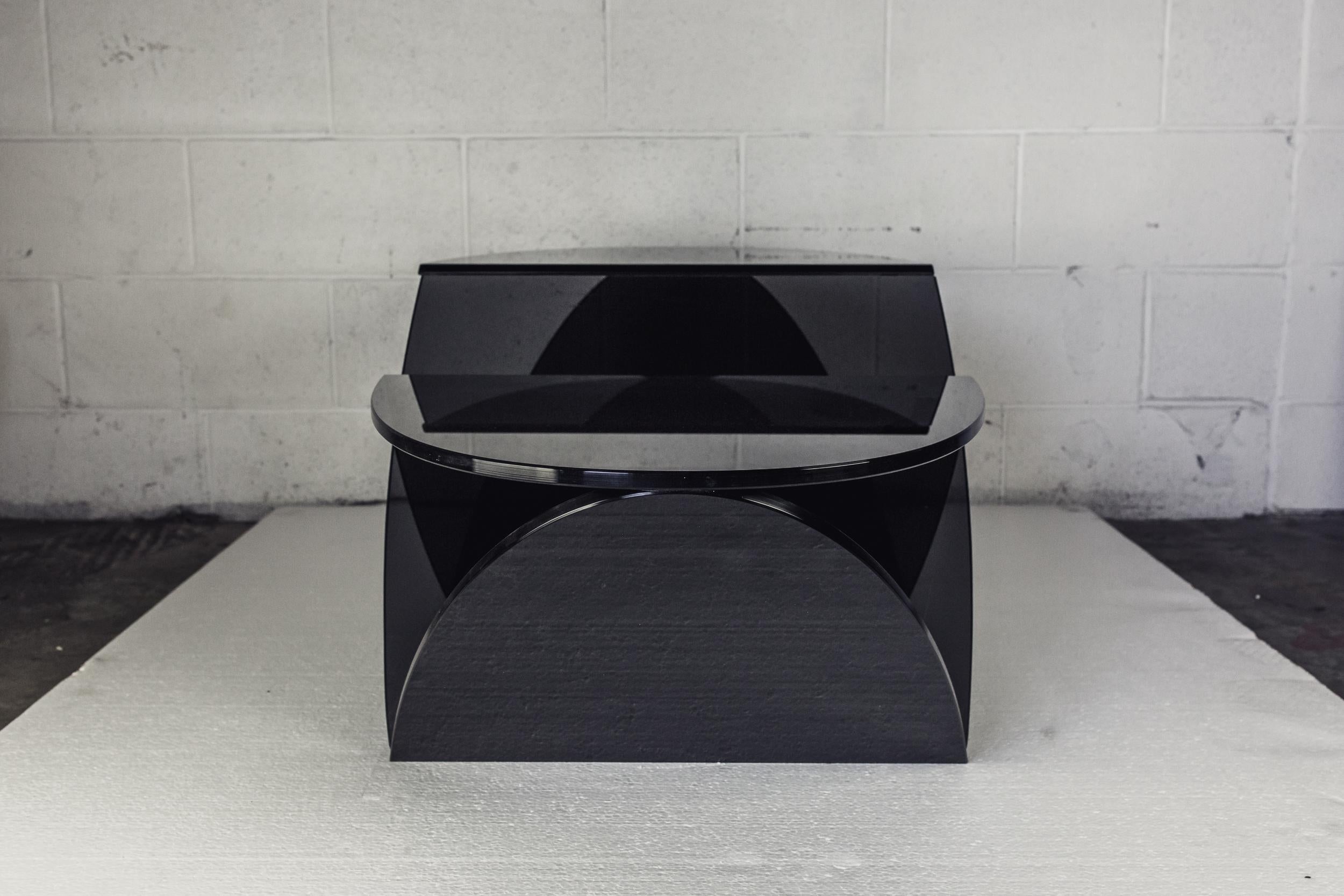 Del Mar Side or End Table in Smoked Grey Glass by Mtharu For Sale 5
