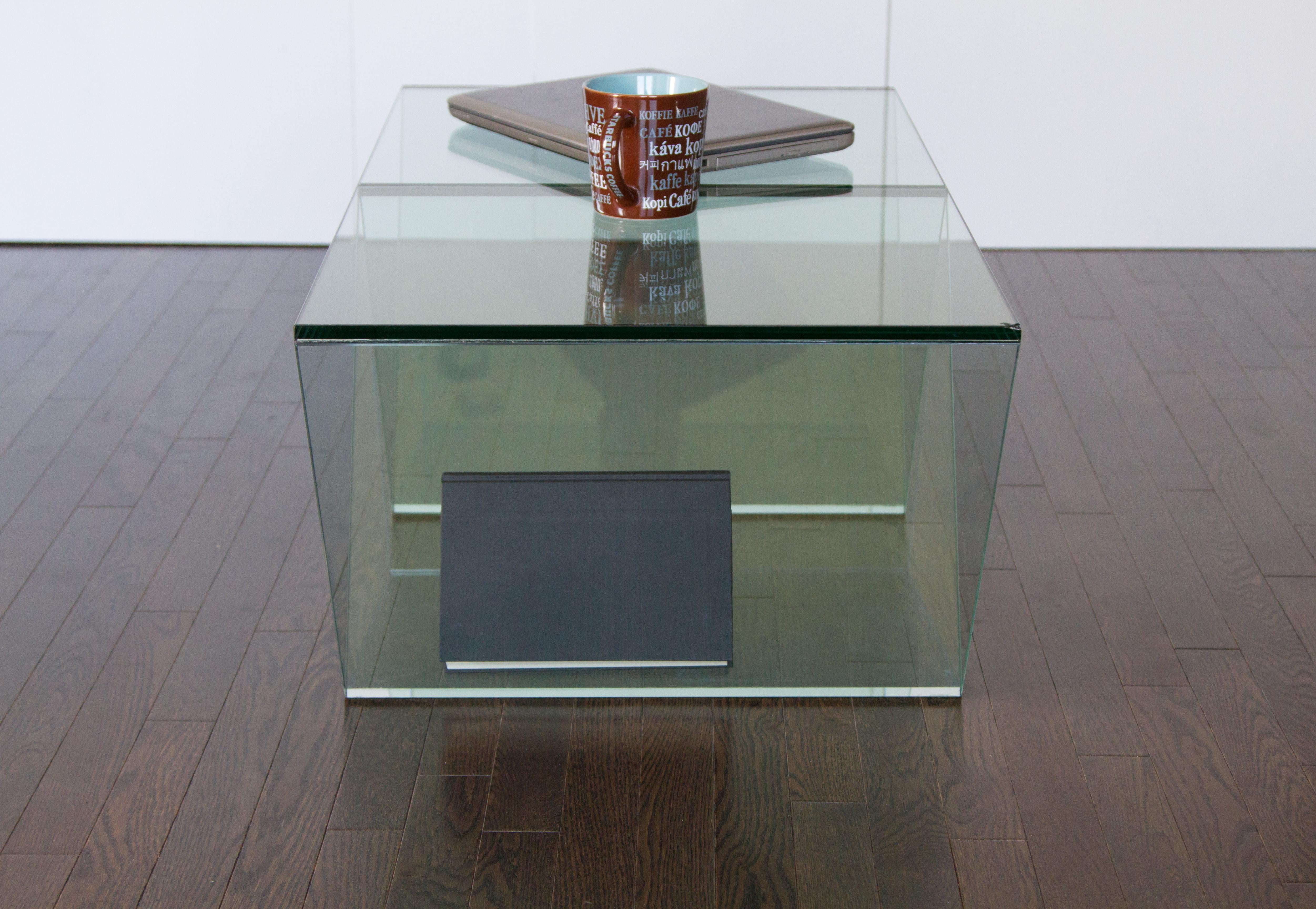Smoked Glass Del Mar Side or End Table in Smoked Grey Glass by Mtharu For Sale