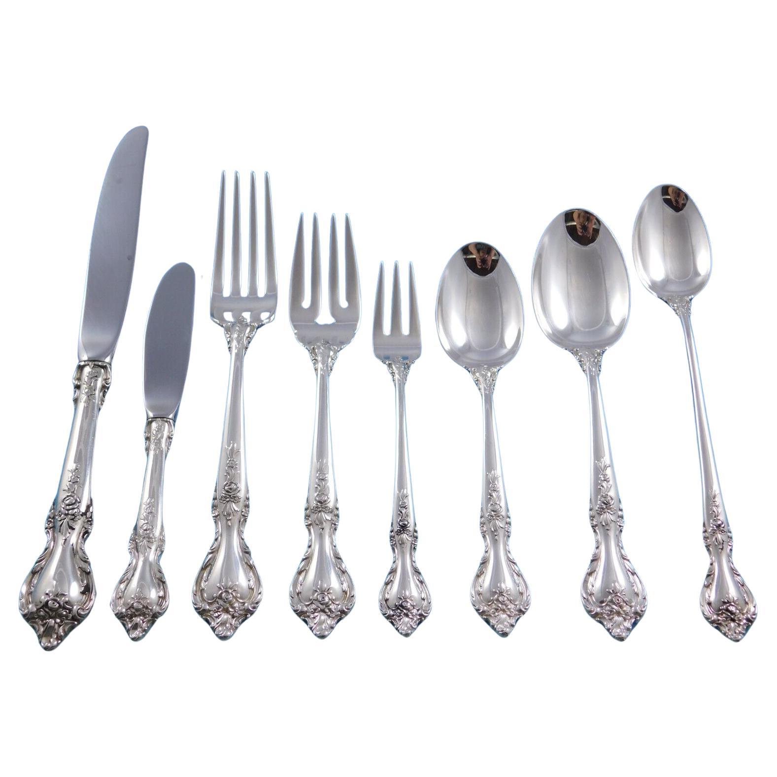 Delacourt by Lunt Sterling Silver Flatware Set for 12 Service 104 pieces For Sale
