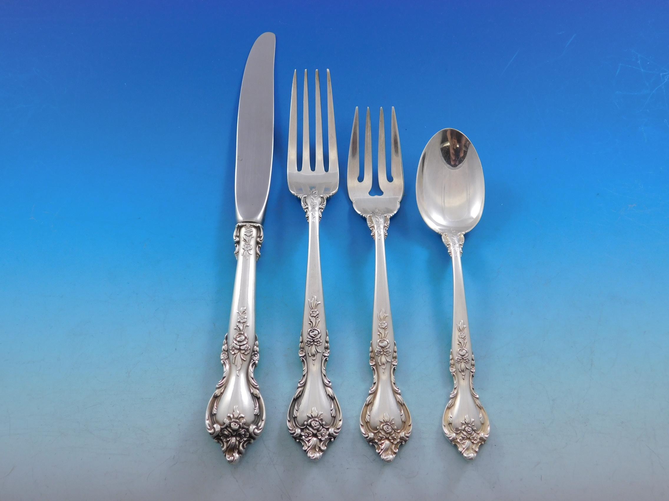 Delacourt by Lunt Sterling Silver Flatware Set for 8 Service 70 Pieces In Excellent Condition For Sale In Big Bend, WI