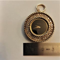 Delaneau Clock Diamond Carat 1.80 Gold 18 Karat Pendant