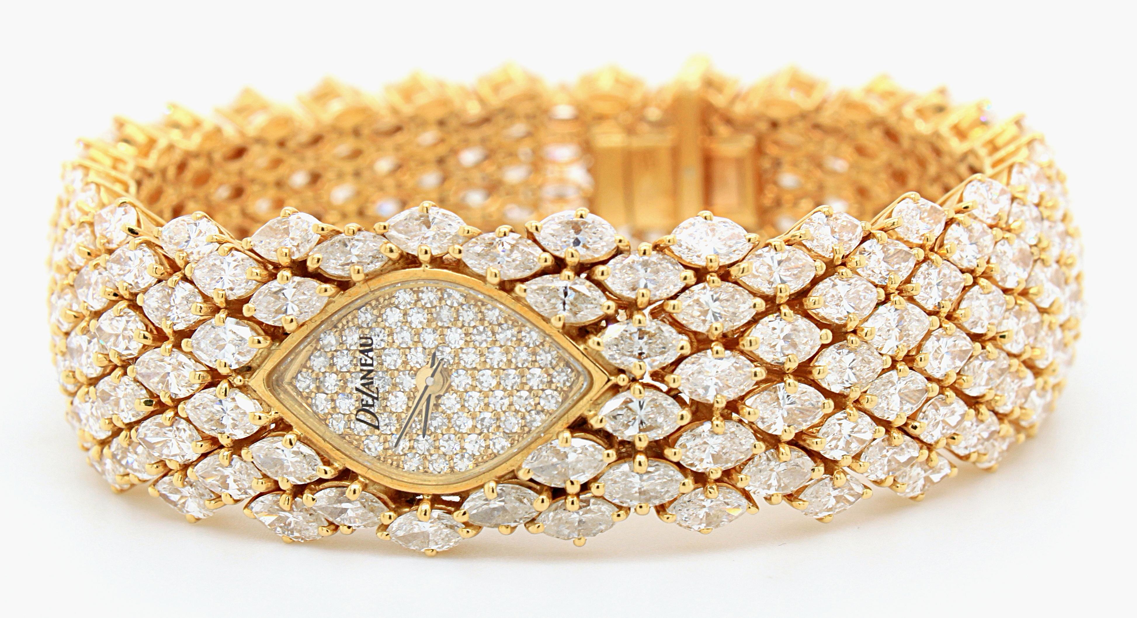 Women's DeLaneau Diamond Watch in 18k Yellow Gold