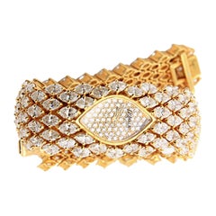 DeLaneau Diamond Watch in 18k Yellow Gold