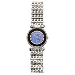 Delaneau G411/90 18k Weißgold Quarz Opal und Onyx Zifferblatt 30mm