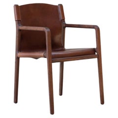 Delano chair in black walnut and chestnut leather