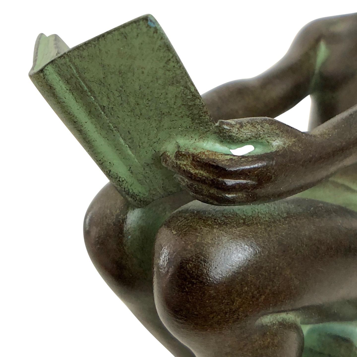 Delassement by Max Le Verrier Art Deco Style Bookends Sculptures Reading Ladies 1