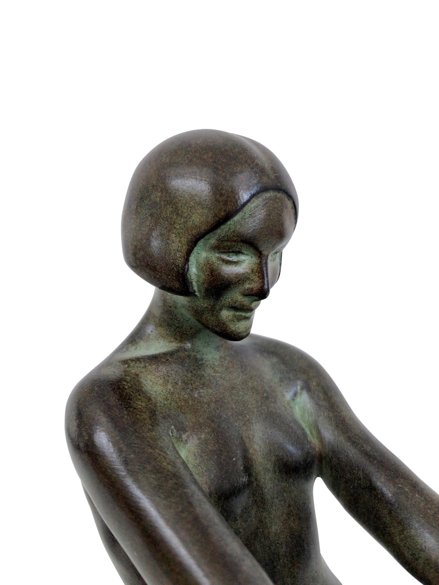 Delassement Lumineux French Art Deco Style Nude Sculpture Lamp by Max Le Verrier 4