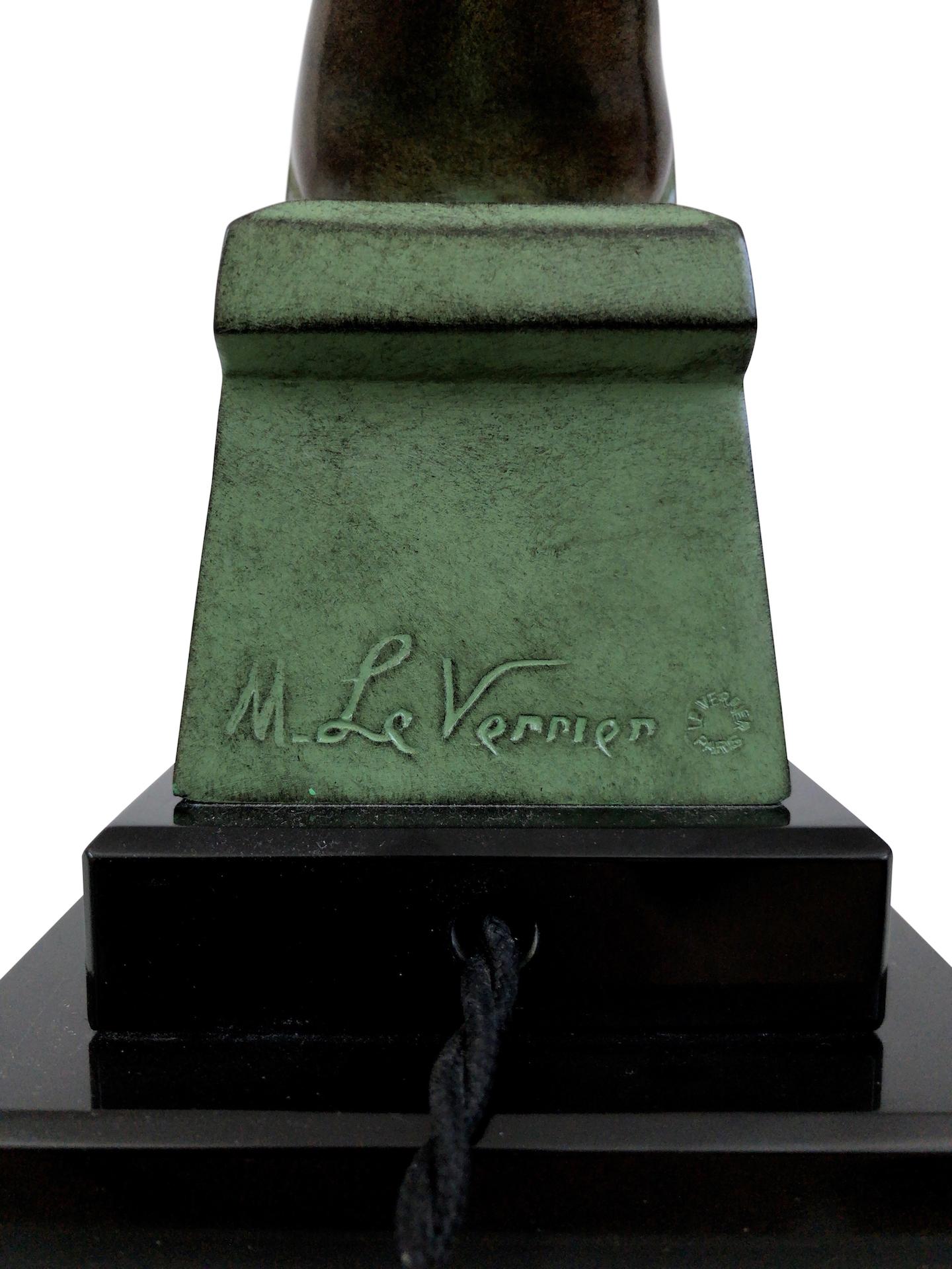 Delassement Lumineux French Art Deco Style Nude Sculpture Lamp by Max Le Verrier 9
