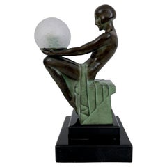 Delassement Lumineux French Art Deco Style Nude Sculpture Lamp by Max Le Verrier