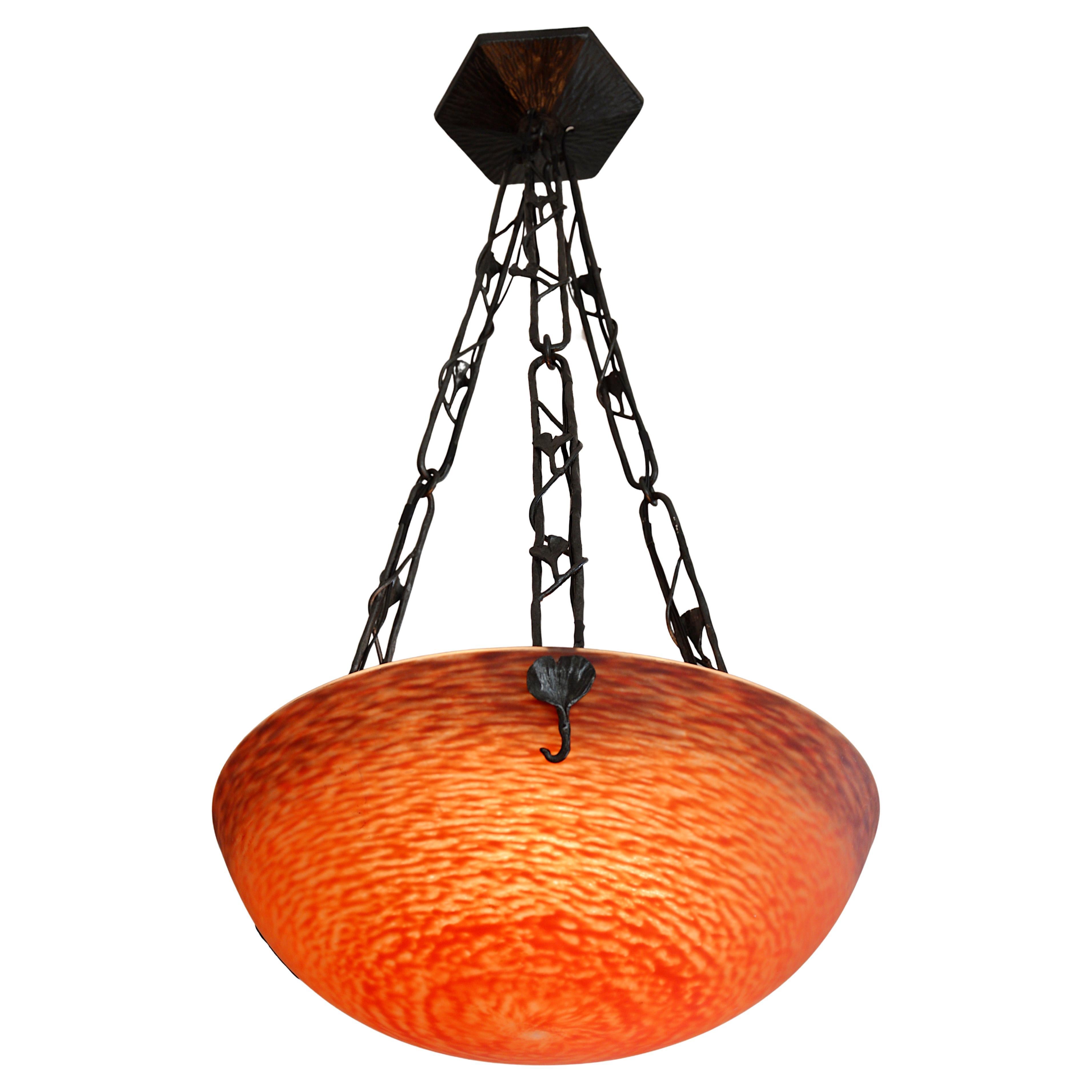 Delatte Art Deco Pendant Chandelier, 1920