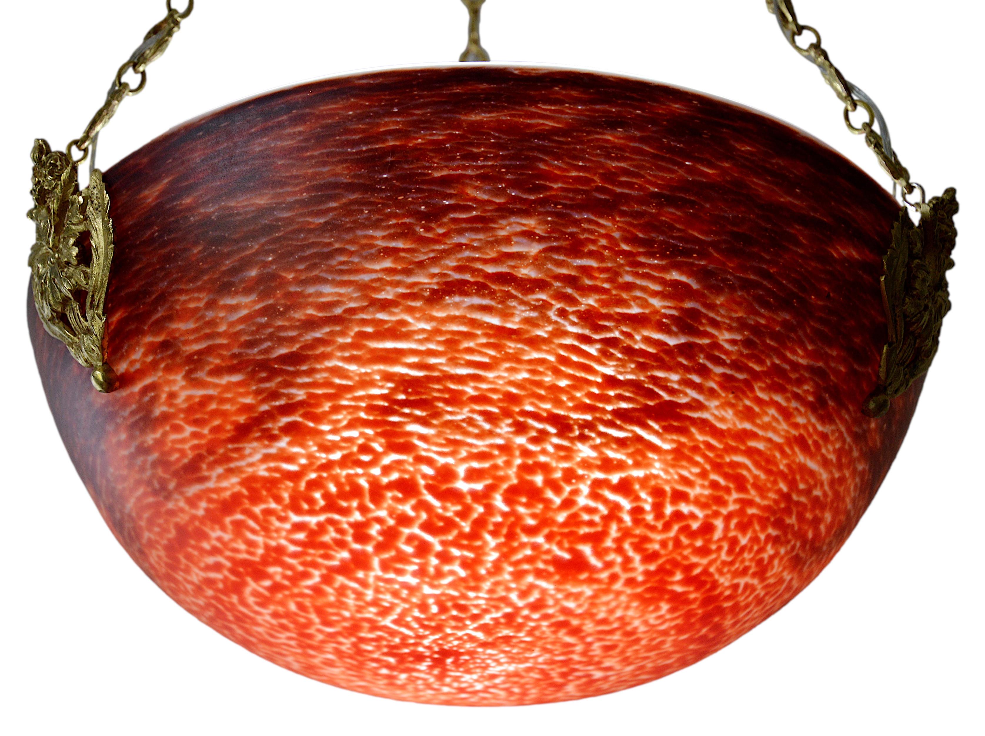 Inizio XX secolo Delatte & Ranc Raro lampadario a sospensione Art Déco, 1920 in vendita